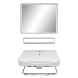 Mueble de Baño Blanco Aéreo con Espejo y Repisa