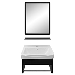 Mueble de Baño Aéreo Negro con Espejo y Repisa