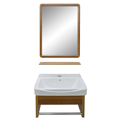 Mueble de Baño Aéreo Café con Espejo y Repisa