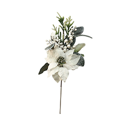 Rama con Ponsettia Blanca 50cm