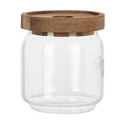 Frasco Hermético de Vidrio 400ml con Tapa de Madera