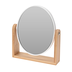 Espejo de Mesa Oval Blanco Bambú