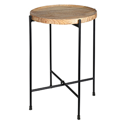 Mesa Auxiliar de Madera Natural Metal Negro 46cm