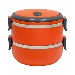 Vianda Doble para Comida Acero 1.4L Naranja