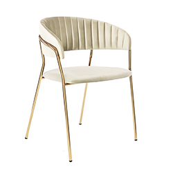 Silla Gamuza Beige Dorado