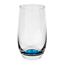 Vaso Kemi Alto de Vidrio Fondo Azul 12.8oz