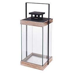 Farol de Metal con Madera 16x31cm 