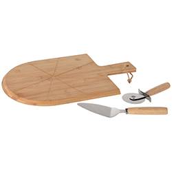 Tabla para Pizza con Cortador y Espátula 43x30cm 3 Piezas