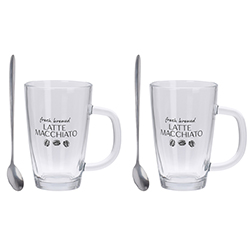 Taza Latte Macchiato con Cuchara 4 Piezas 