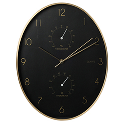 Reloj de Pared Ovalado Aluminio Dorado Negro