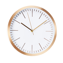 Reloj de Pared Fijo Dorado Blanco