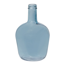 Florero Botella de Vidrio Azul 30x17cm