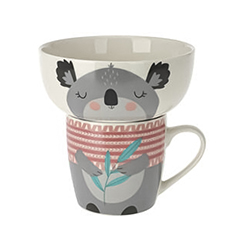 Bowl + Taza de Cerámica Animales Koala