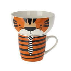 Bowl + Taza de Cerámica Animales Tigre