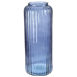 Florero Pisa de Cristal 37x15cm Azul