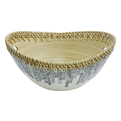 Bowl Oval Pleiku Nacar 31cm Blanco Gris