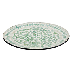 Bandeja Redonda Vinh Nacar 35cm Blanco Verde