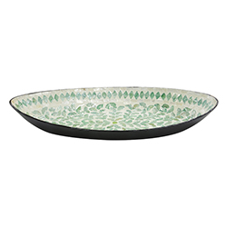 Bandeja Oval Vinh Nacar 28x56cm Blanca Verde