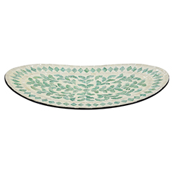 Bandeja Oval Vinh Nacar 26x42cm Blanca Verde