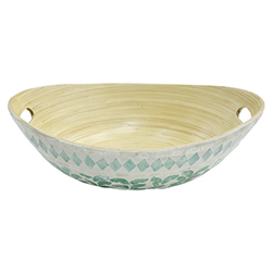 Bandeja Oval Vinh Nacar 36cm Blanco Verde