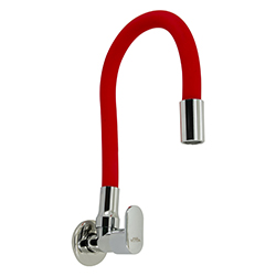 Grifería de Pared para Cocina Pico Flexible Rojo Cromo Vitta  